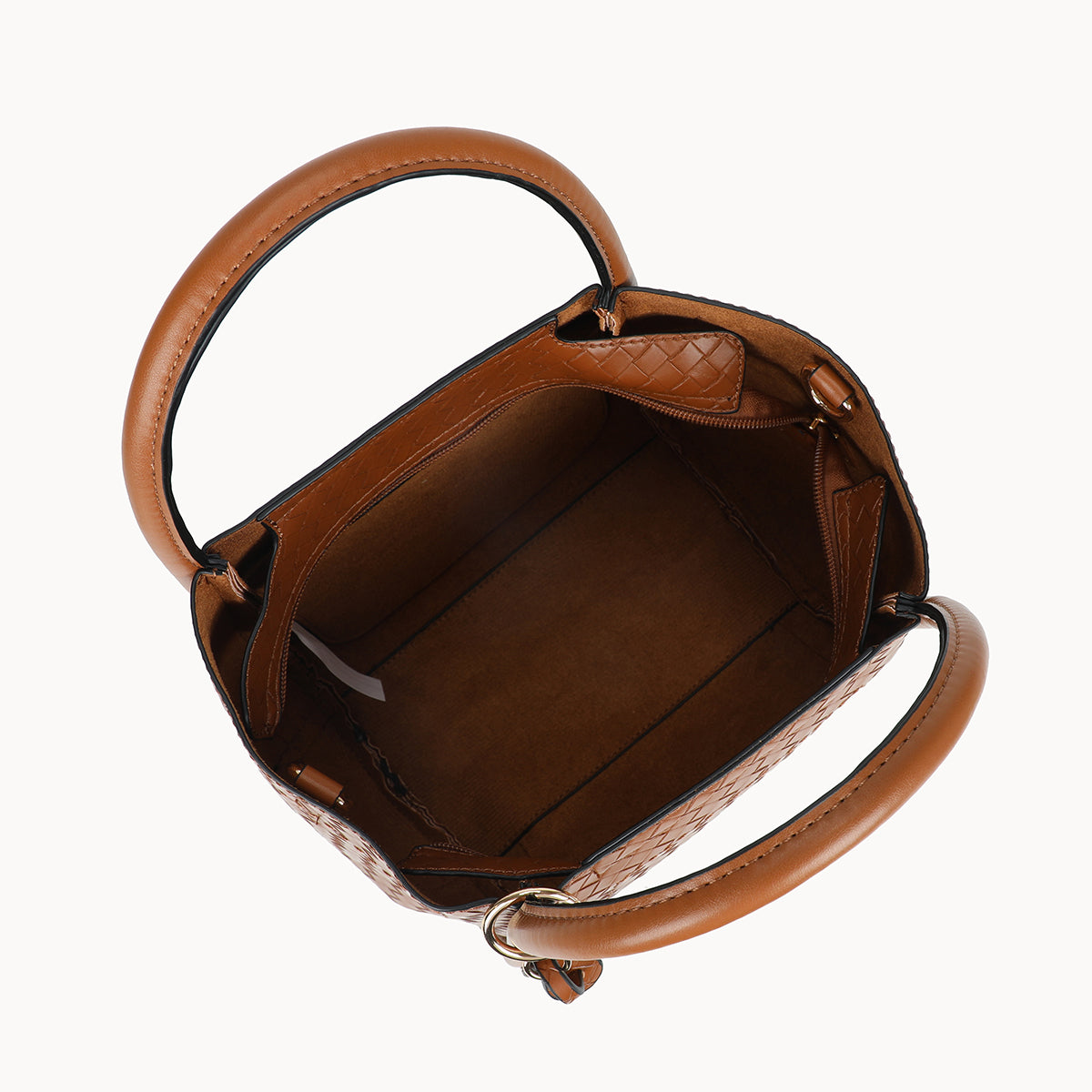 Sac à main camel effet tressé