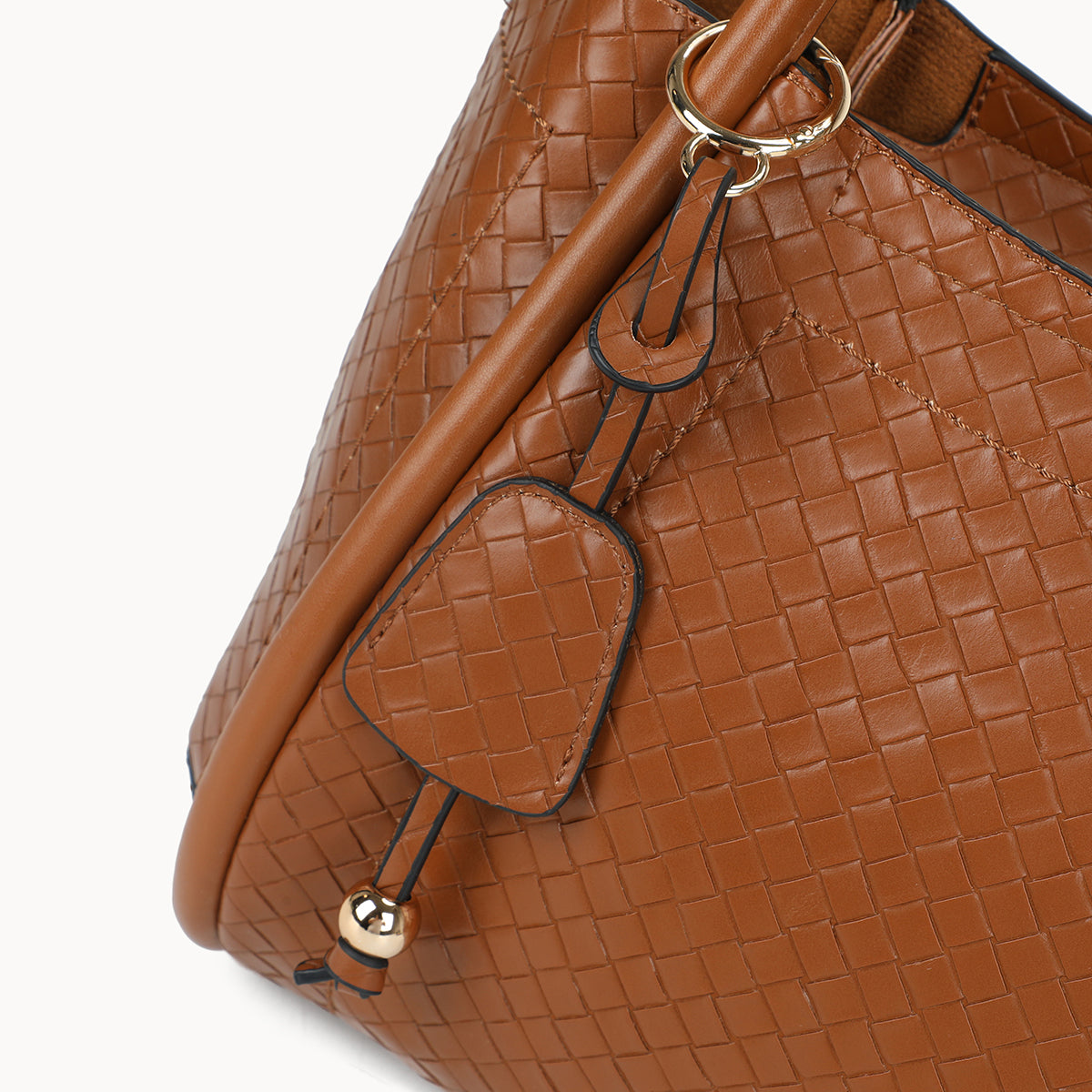 Sac à main camel effet tressé