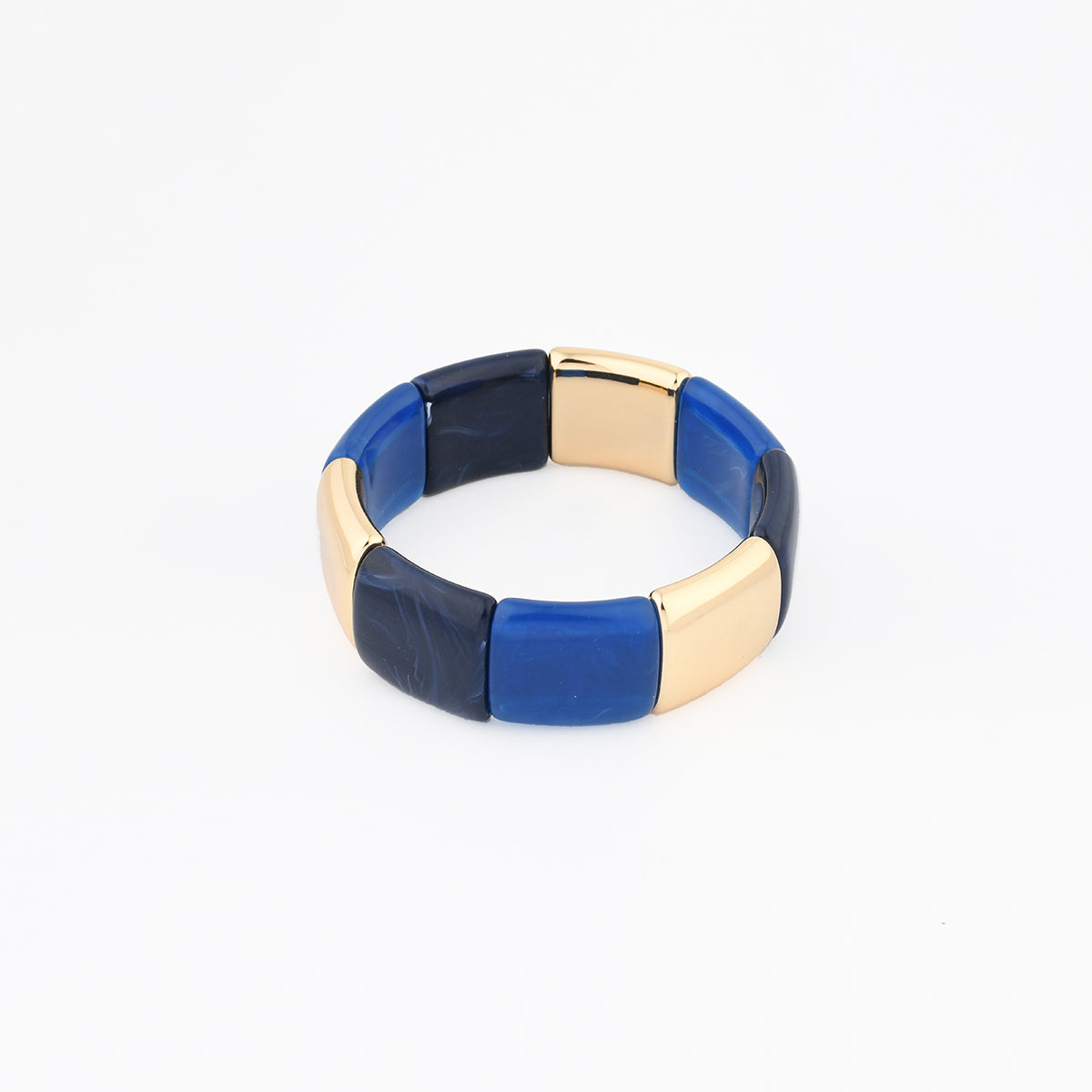 Bracelet élastique bleu et doré