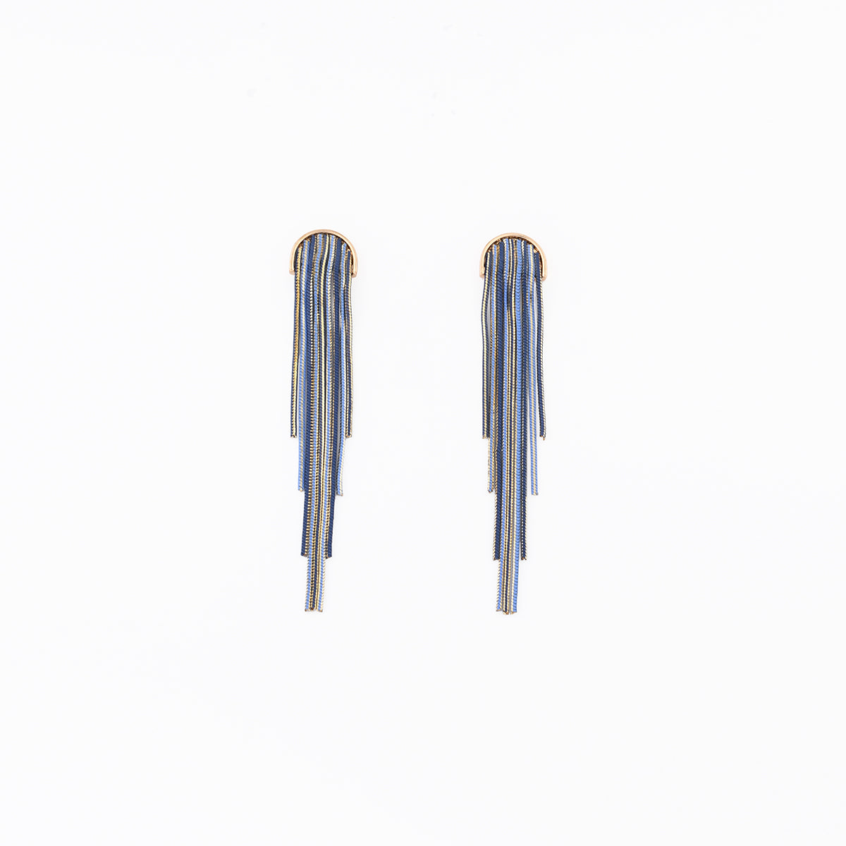 Boucles d'oreilles chaînes bleues