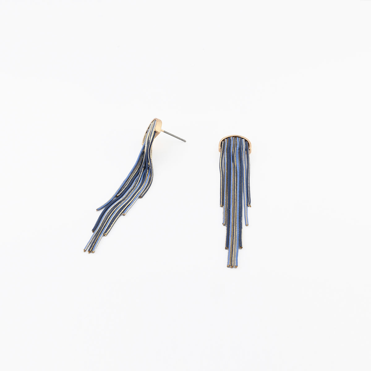 Boucles d'oreilles chaînes bleues