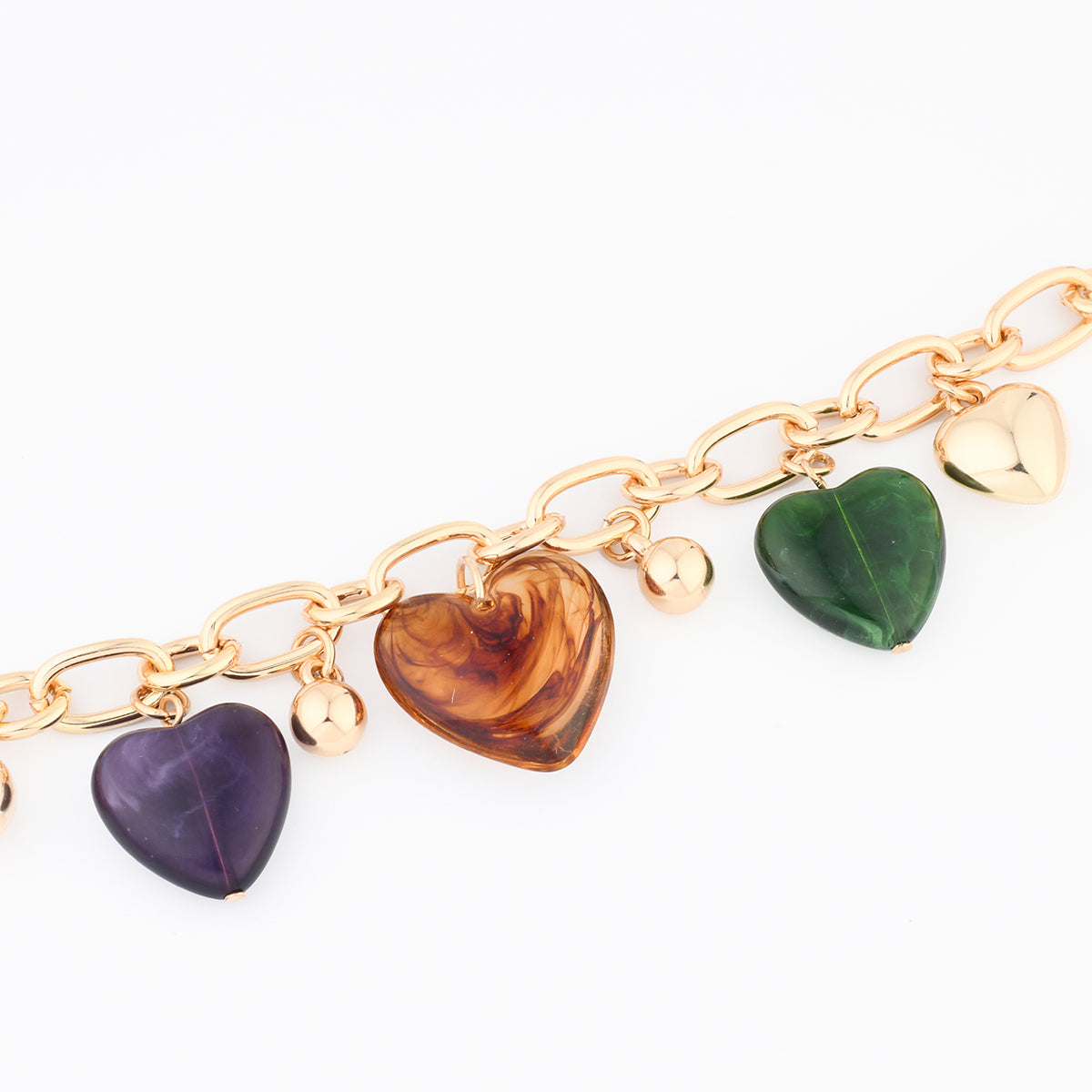 Bracelet chaîne cœur en résine