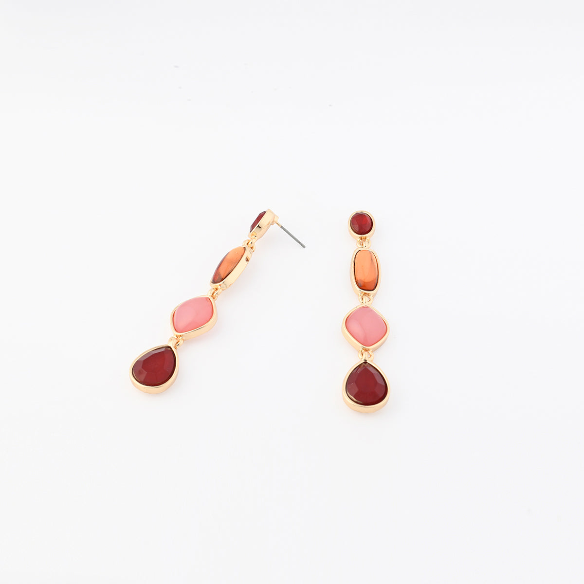 Boucles d'oreilles pierres facettées roses et bordeaux