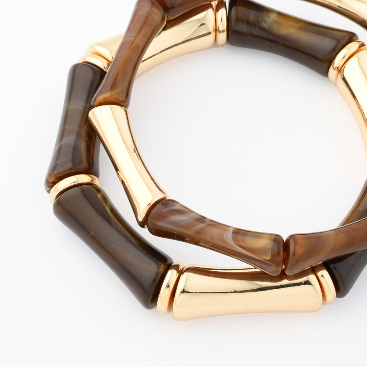 Set de 2 bracelets tubes marron et doré