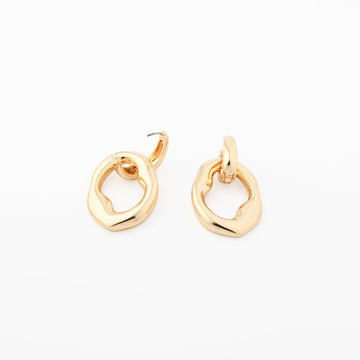 Boucles d'oreilles anneaux irréguliers - Collection Recyclée