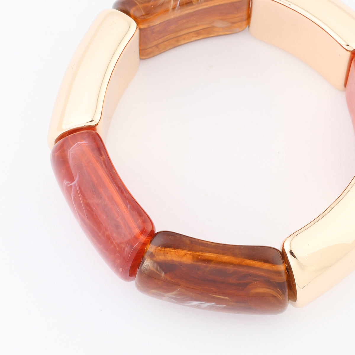 Bracelet élastique marron, rouge et doré