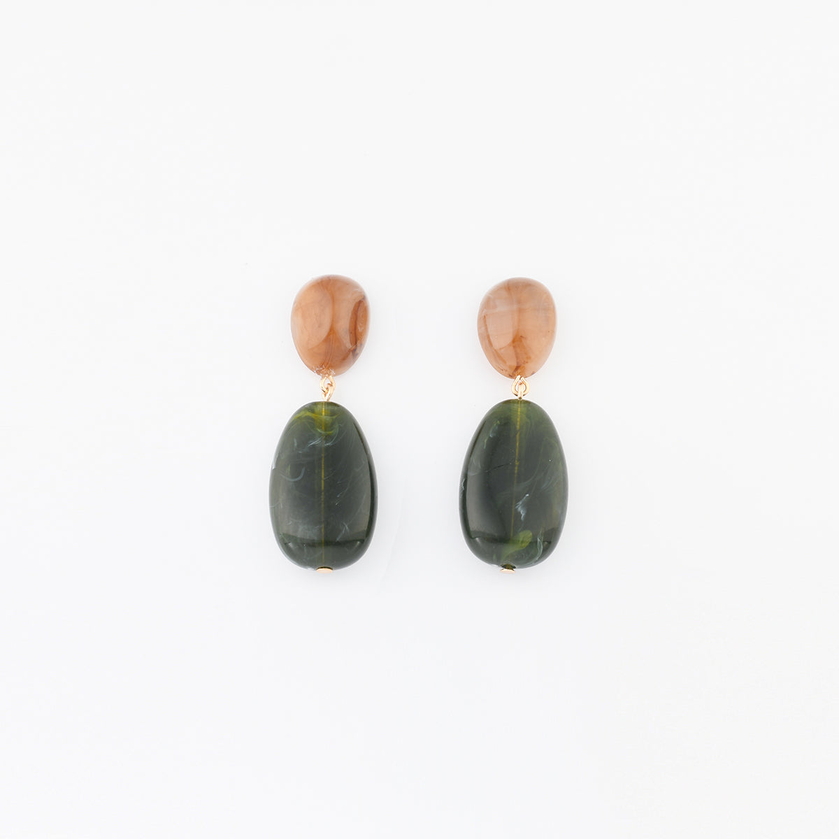 Boucles d'oreilles galets en résine vert