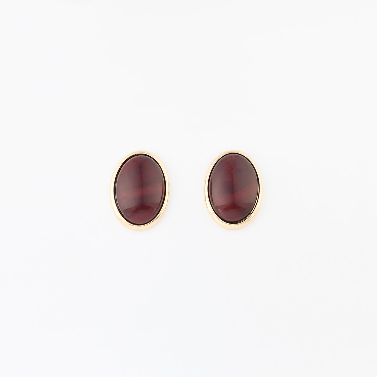 Boucles d'oreilles ovales en résine bordeaux