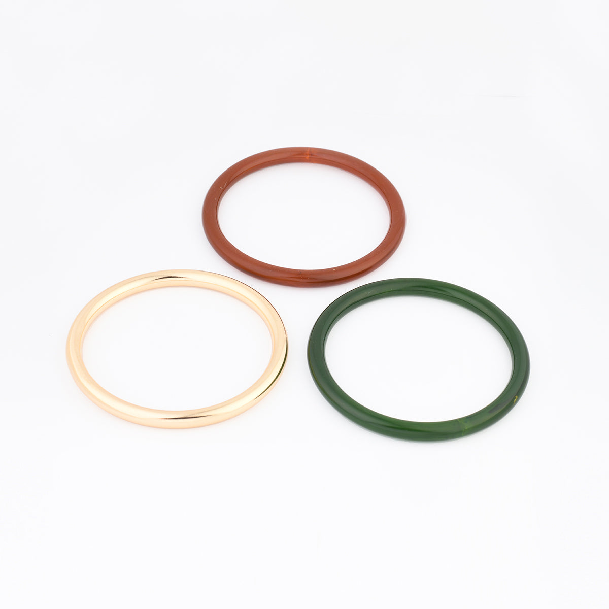 Set x3 joncs résine vert, marron et doré