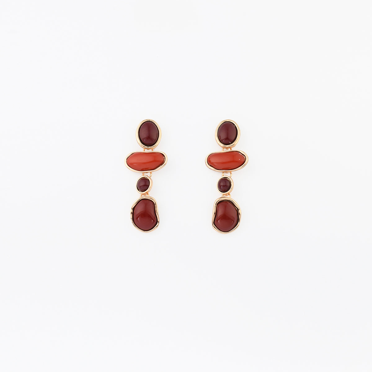 Boucles d'oreilles à cabochons bordeaux