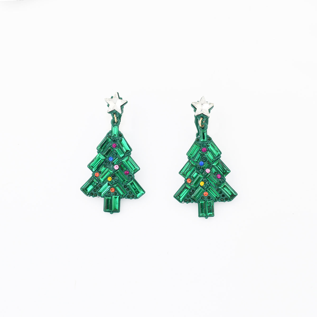 Boucles d'oreilles clips - sapins verts