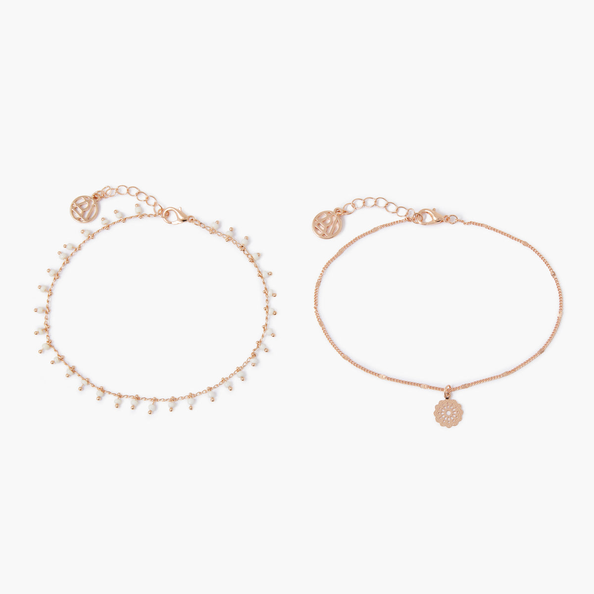 Set x2 chaînes de cheville dorées