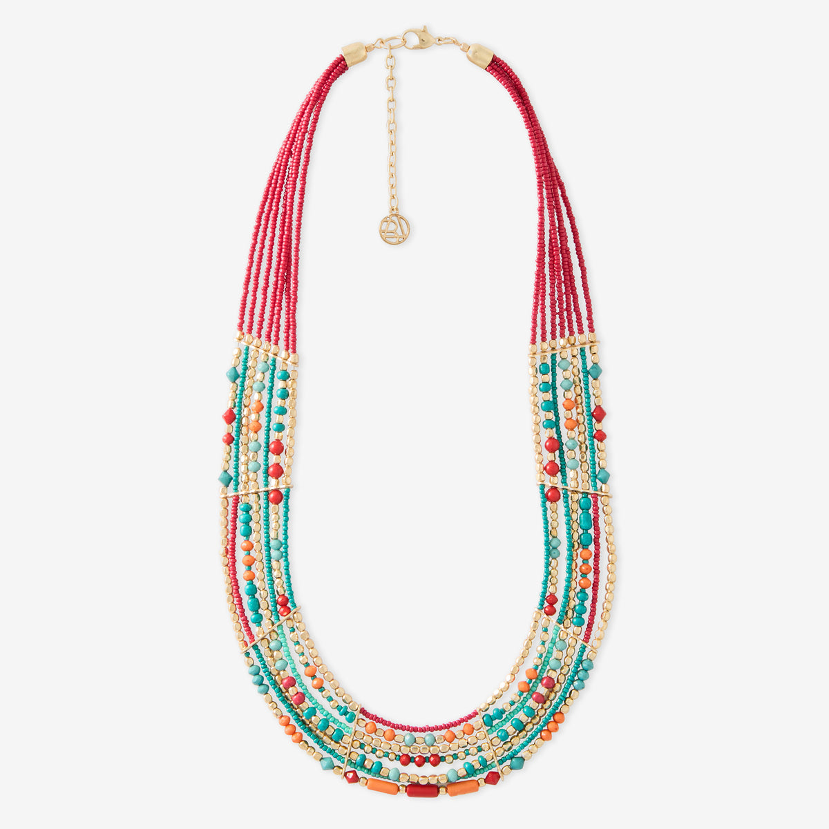 Collier plastron en perles de rocailles multicolores