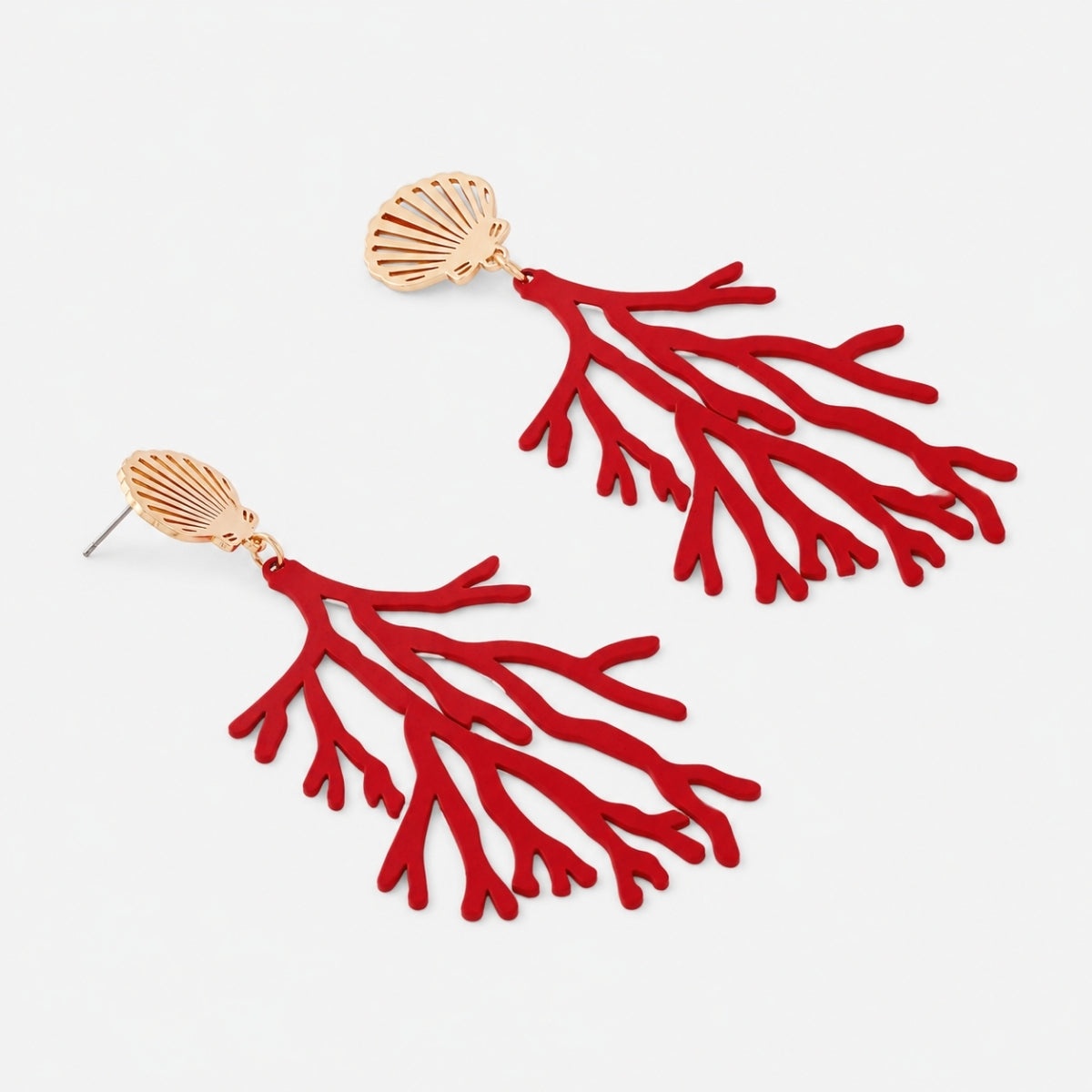 Boucles d'oreilles corail rouge