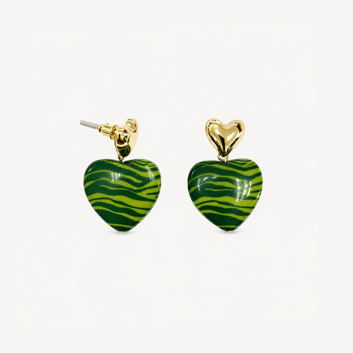 Boucles d'oreilles pendantes cœur vert