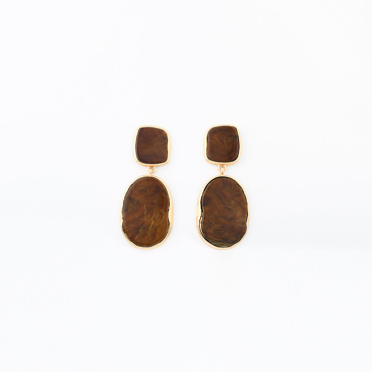 Boucles d'oreilles effet pierre marron