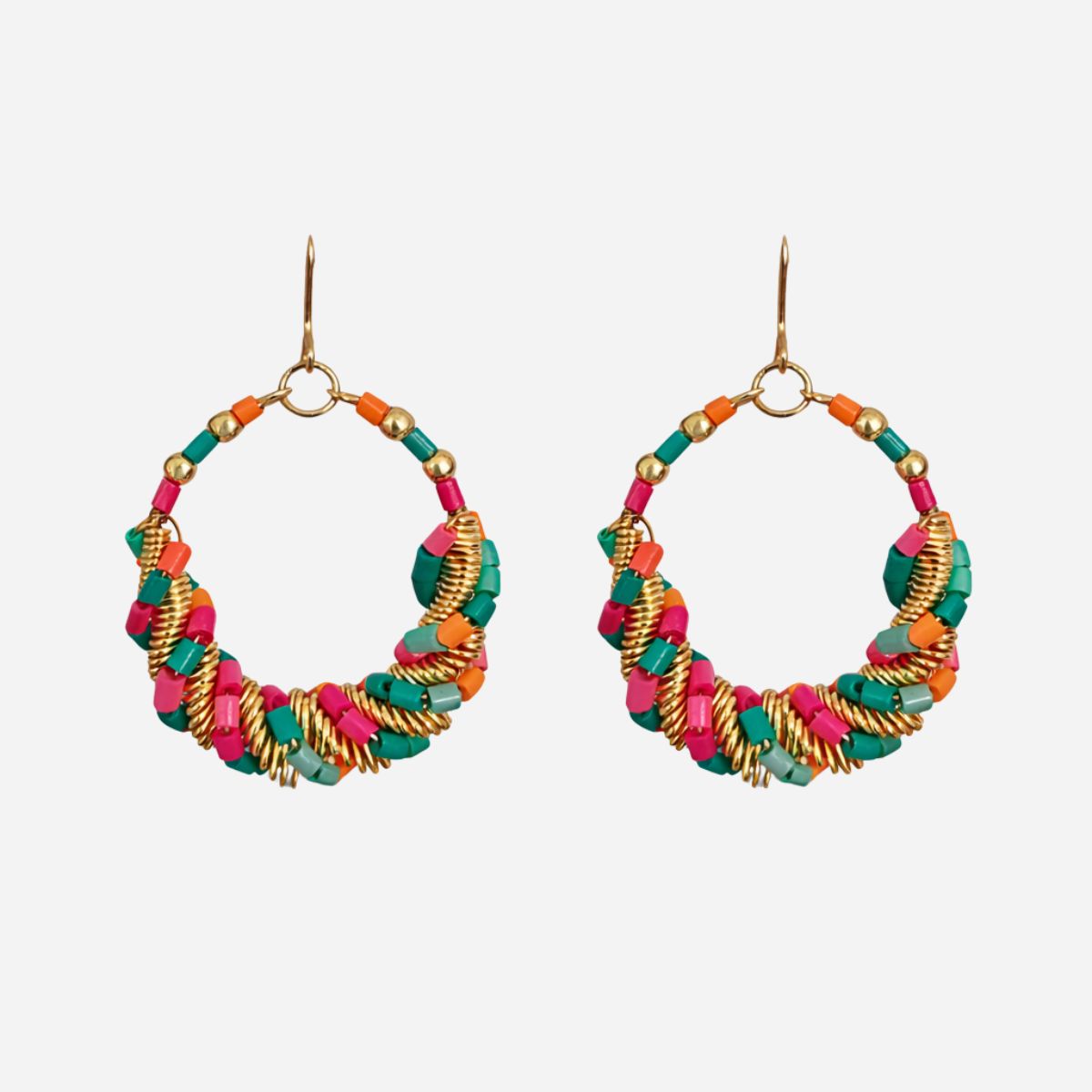 Boucles d'oreilles pendantes perles multicolores