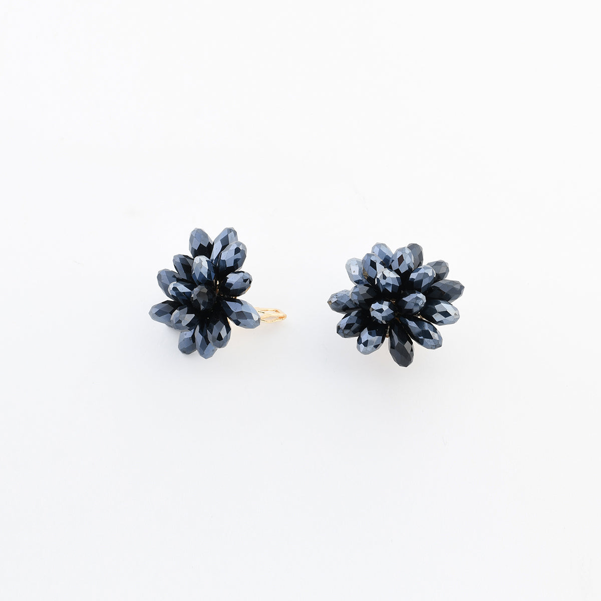 Boucles d'oreilles clips - perles à facettes grises