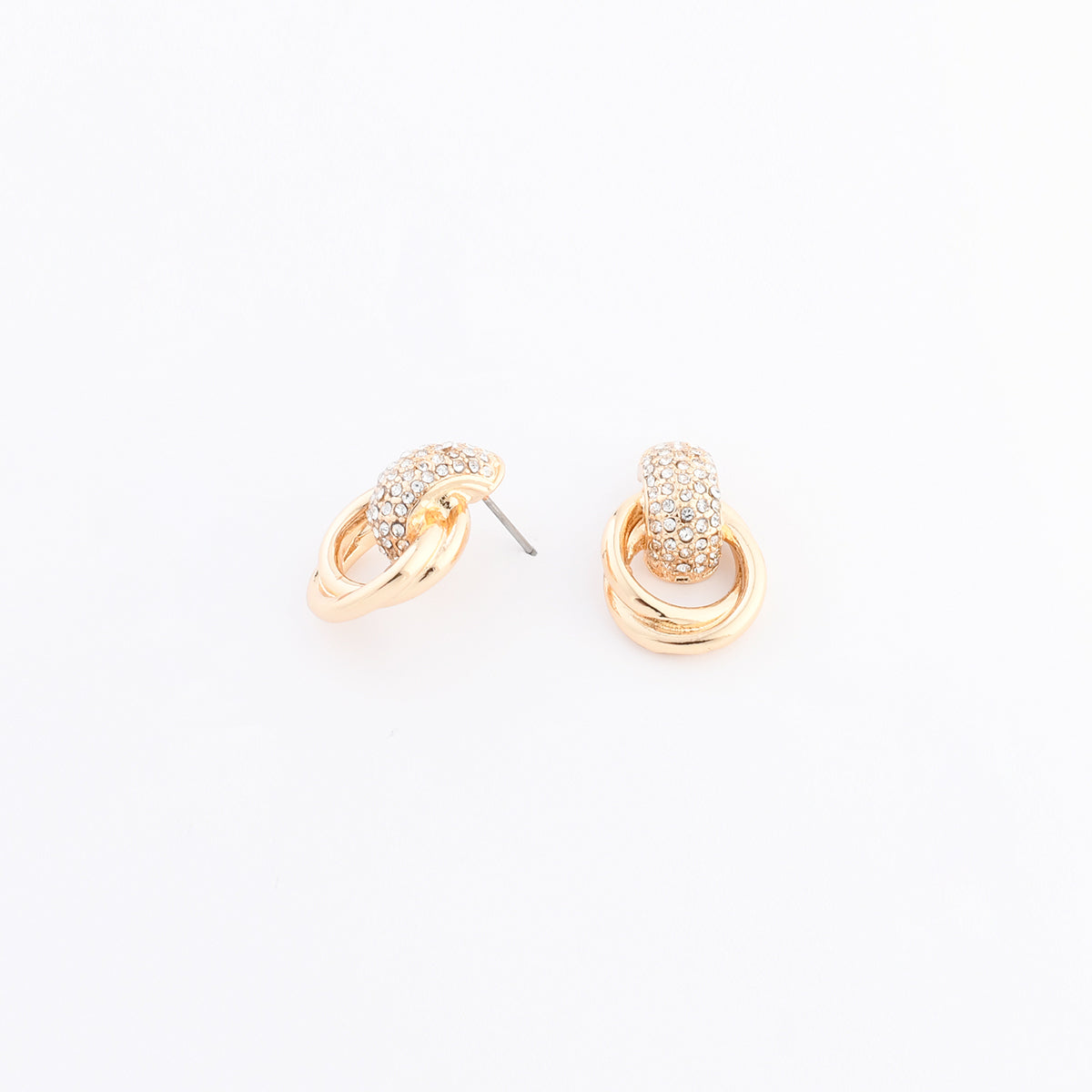 Boucles d'oreilles nœud doré à strass