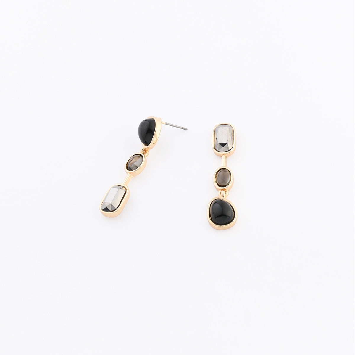 Boucles d'oreilles cabochons asymétriques gris