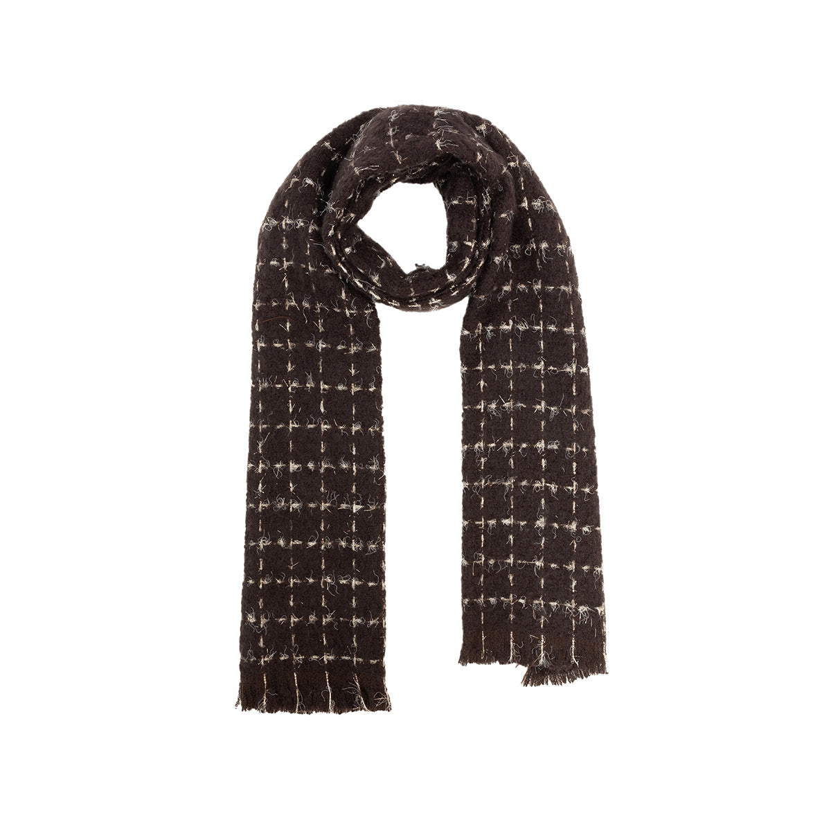 Écharpe effet tweed marron