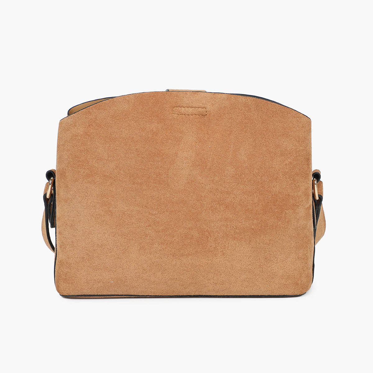 Sac seau à bandoulière effet suédé beige