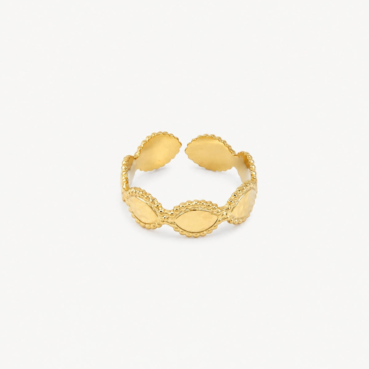 Bague martelée acier inoxydable doré