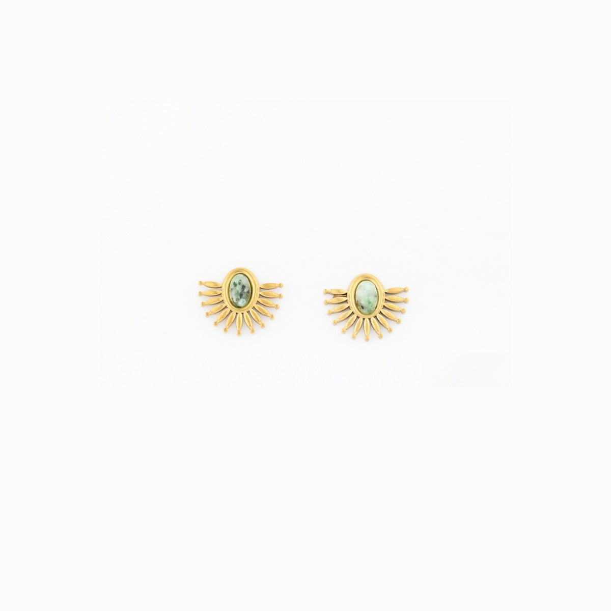 Boucles d'oreilles puces demi lune en acier inoxydable avec pierre