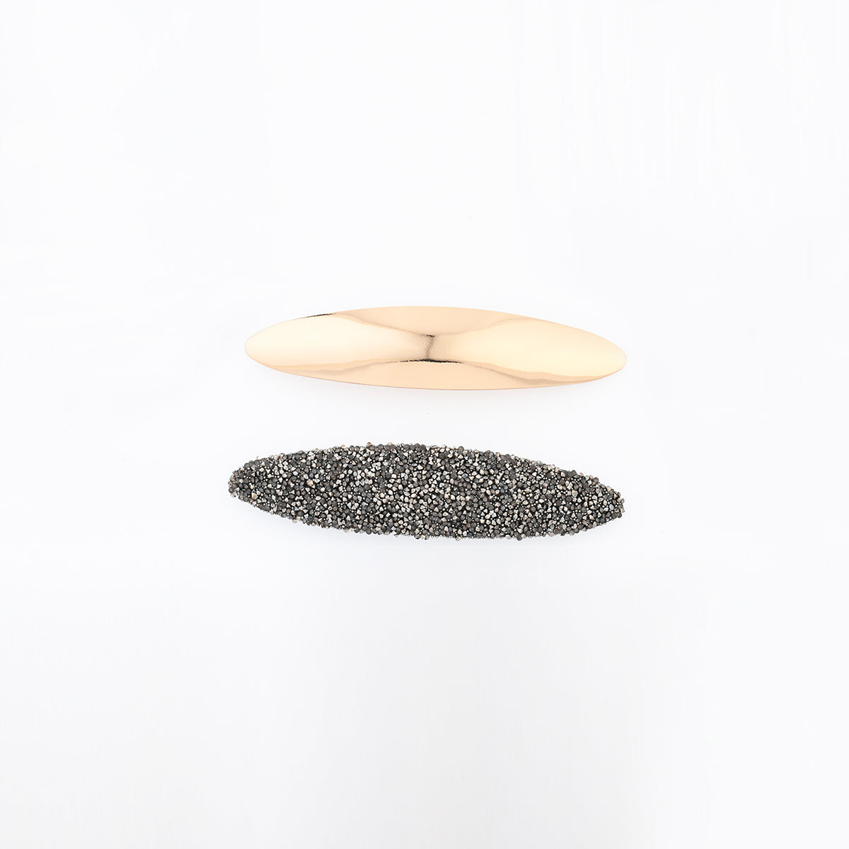 Set de 2 barrettes à cheveux dorées et strass gris