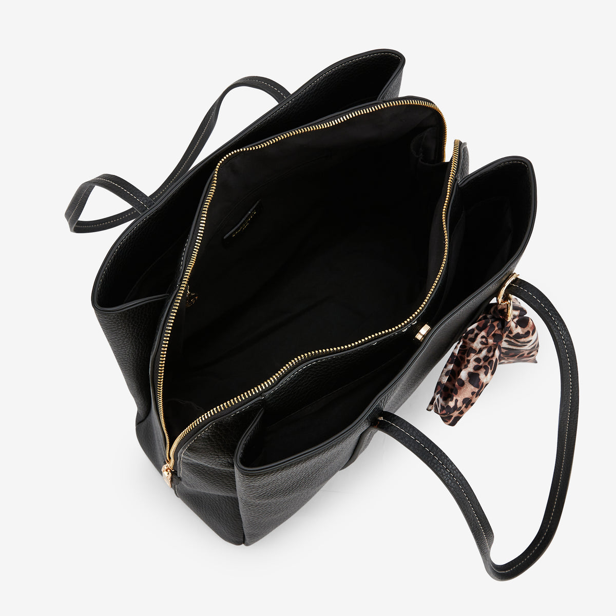Sac porté épaule effet cuir grainé noir