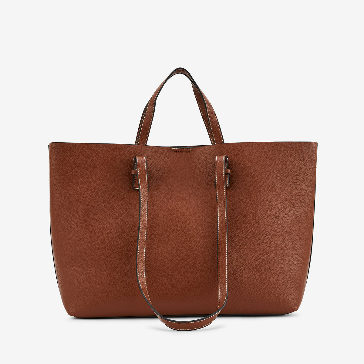 Sac cabas effet cuir grainé camel