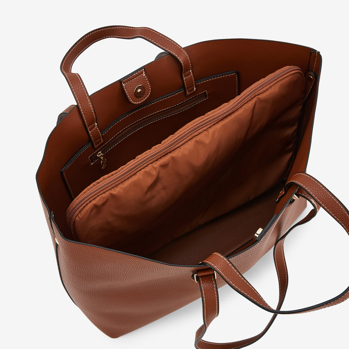 Sac cabas effet cuir grainé camel