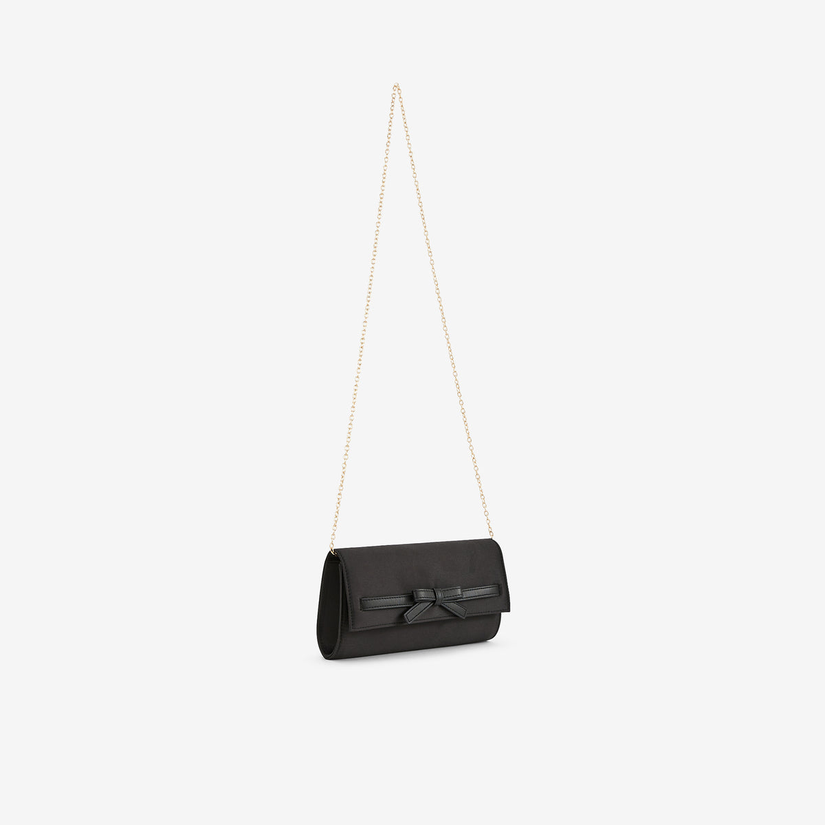 Pochette noire bi matière avec nœud décoratif