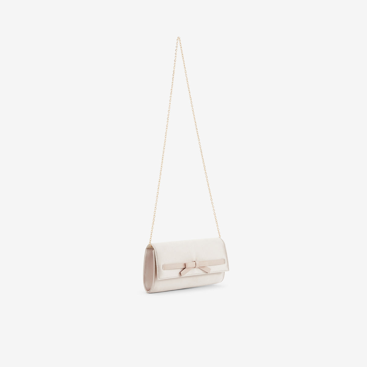 Pochette nude bi matière avec nœud décoratif