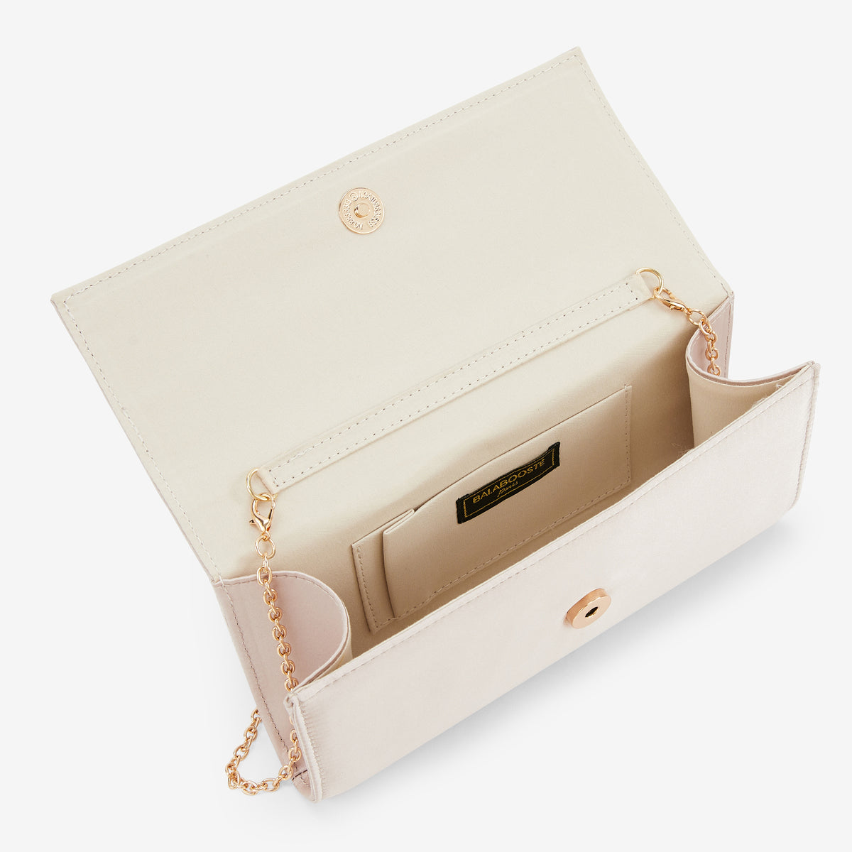 Pochette nude bi matière avec nœud décoratif