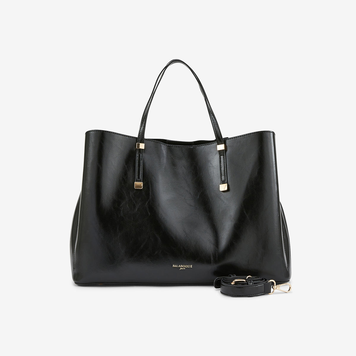 Grand sac à main en simili cuir noir