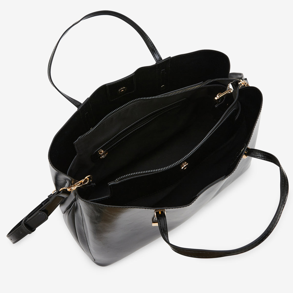 Grand sac à main en simili cuir noir