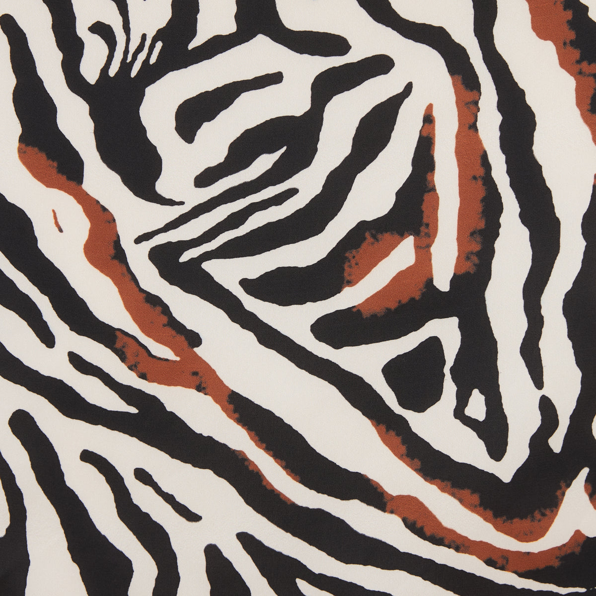 Foulard carré motif zèbre marron et noir
