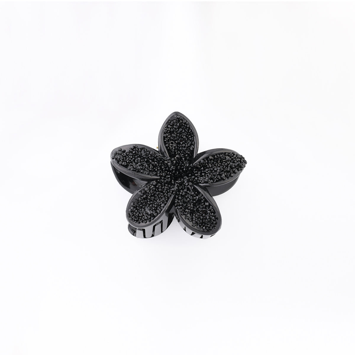Pince à cheveux fleur noire à strass