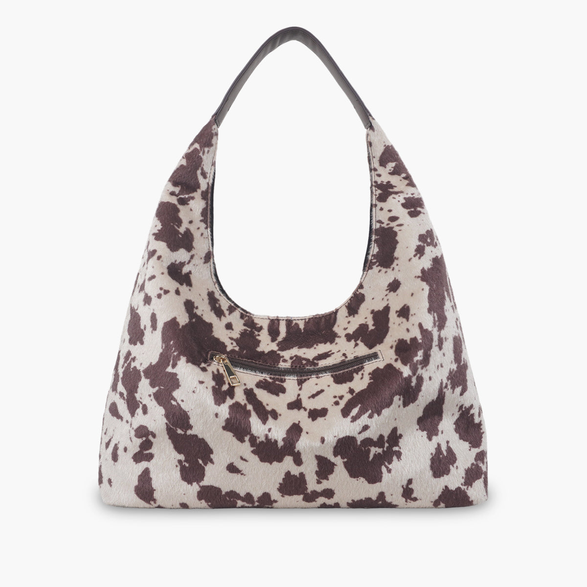 Sac hobo porté épaule texturé motif vache