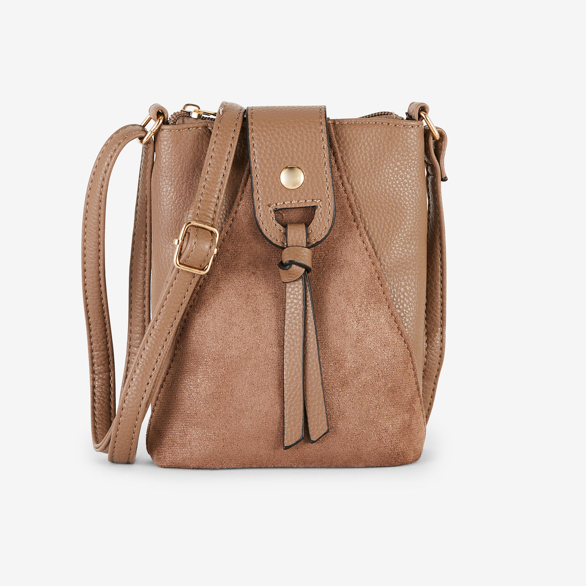 Pochette de téléphone taupe bimatière