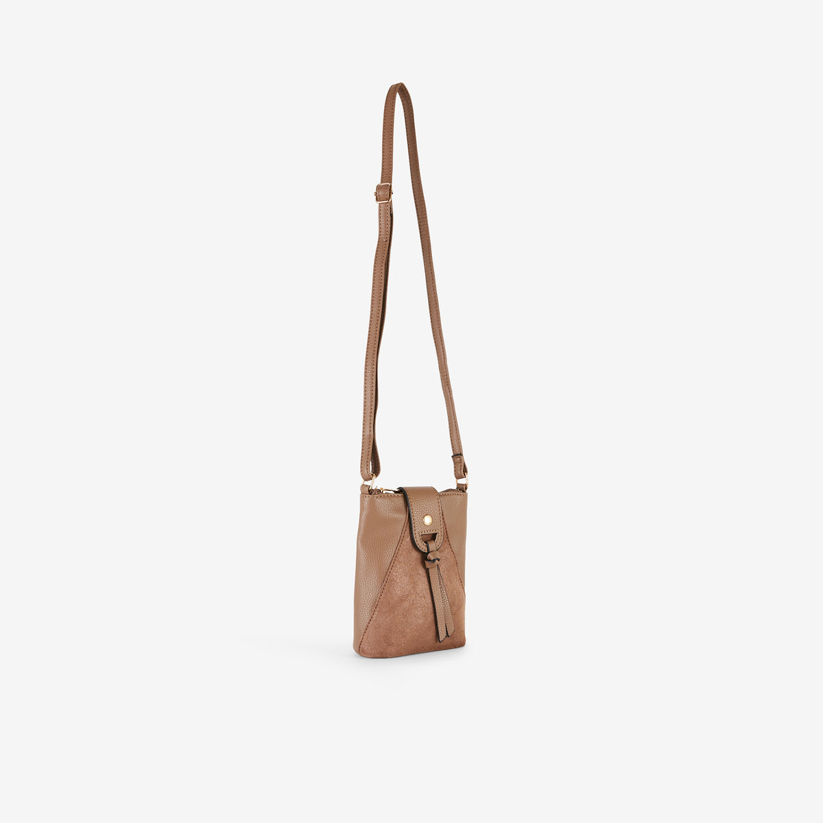 Pochette de téléphone taupe bimatière