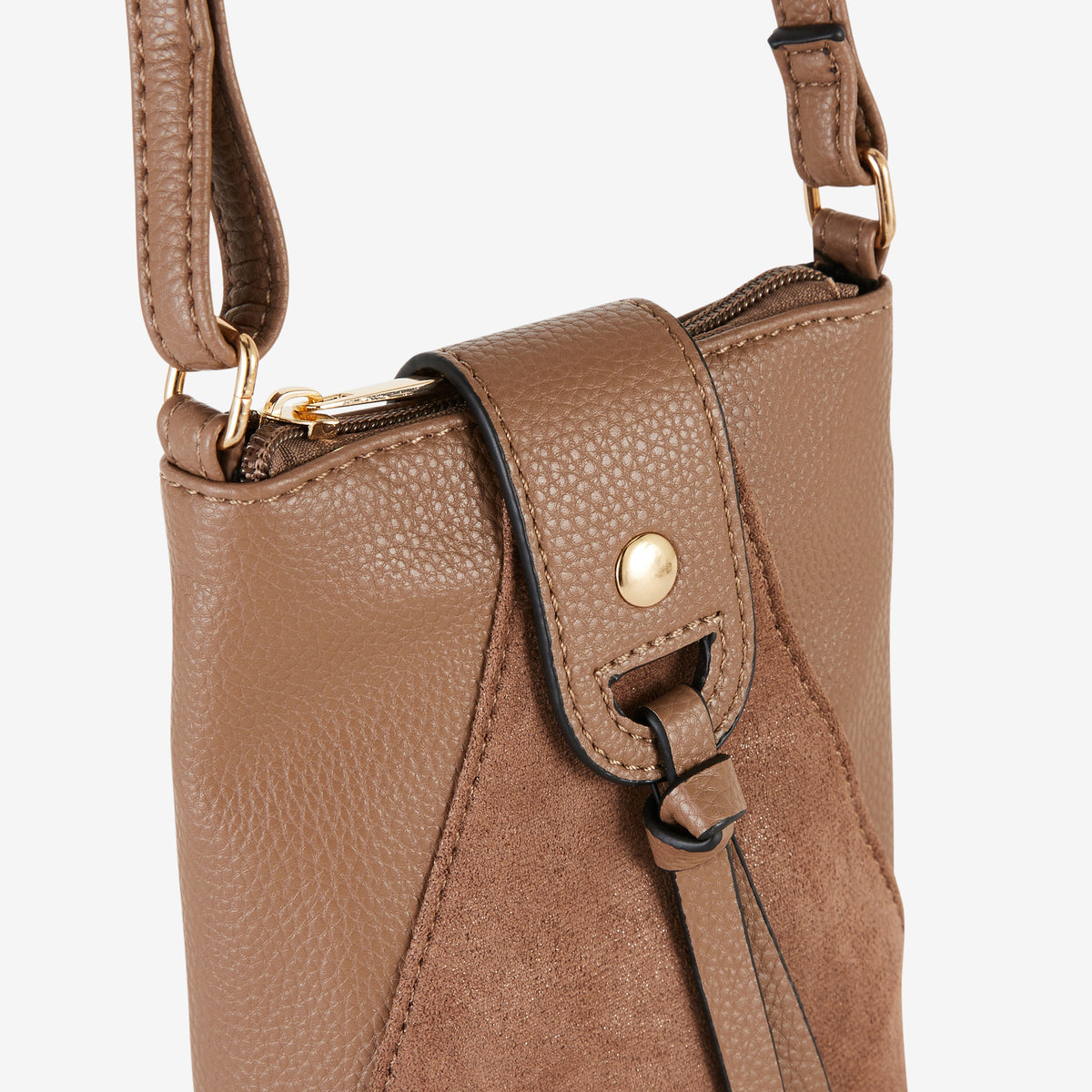 Pochette de téléphone taupe bimatière