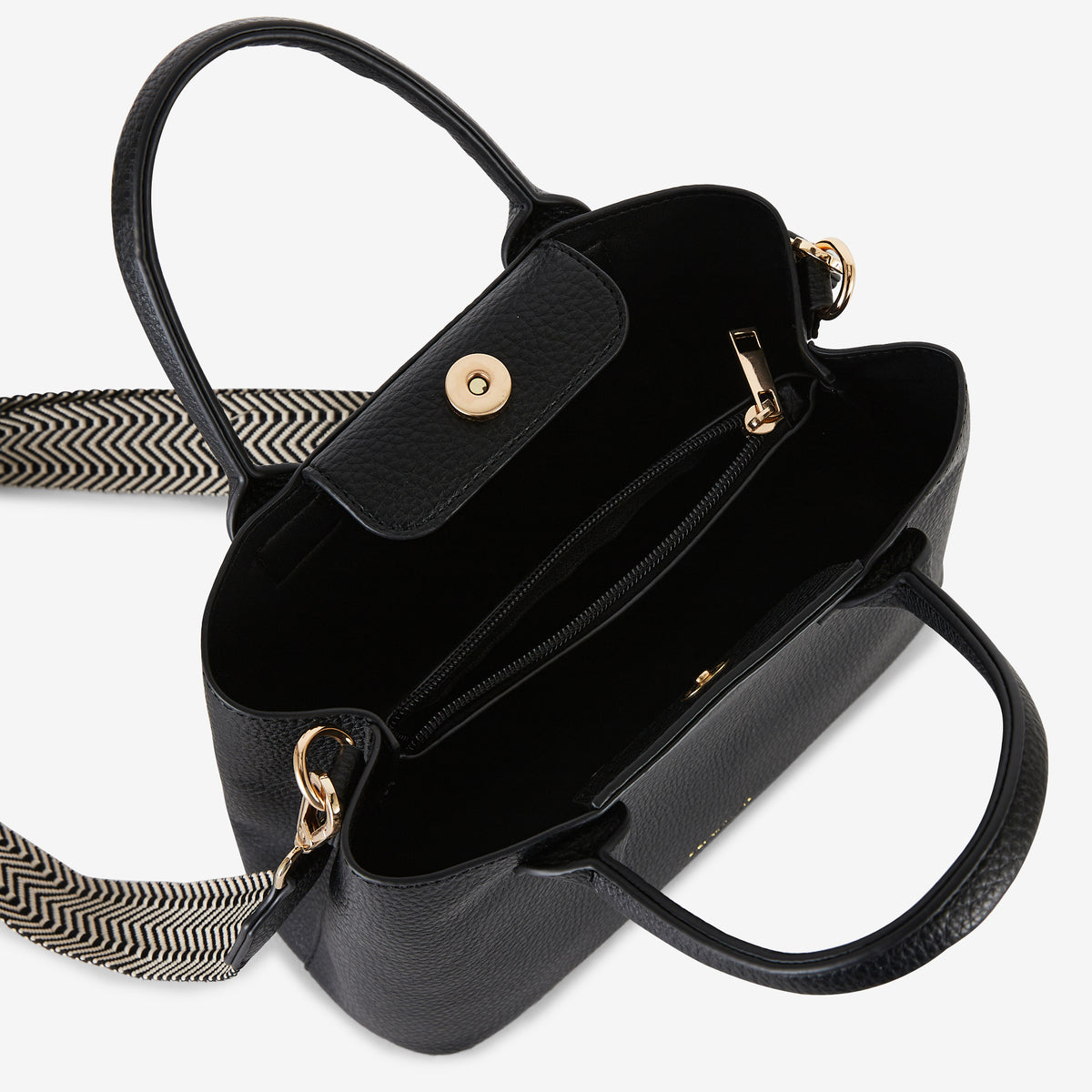 Sac porté main effet grainé noir