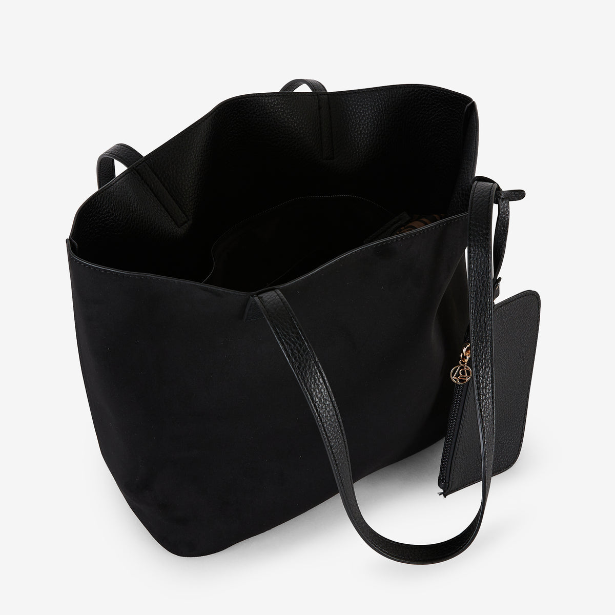 Sac cabas en suédine noir réversible