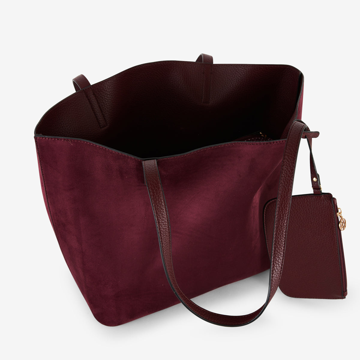 Sac cabas en suédine bordeaux réversible