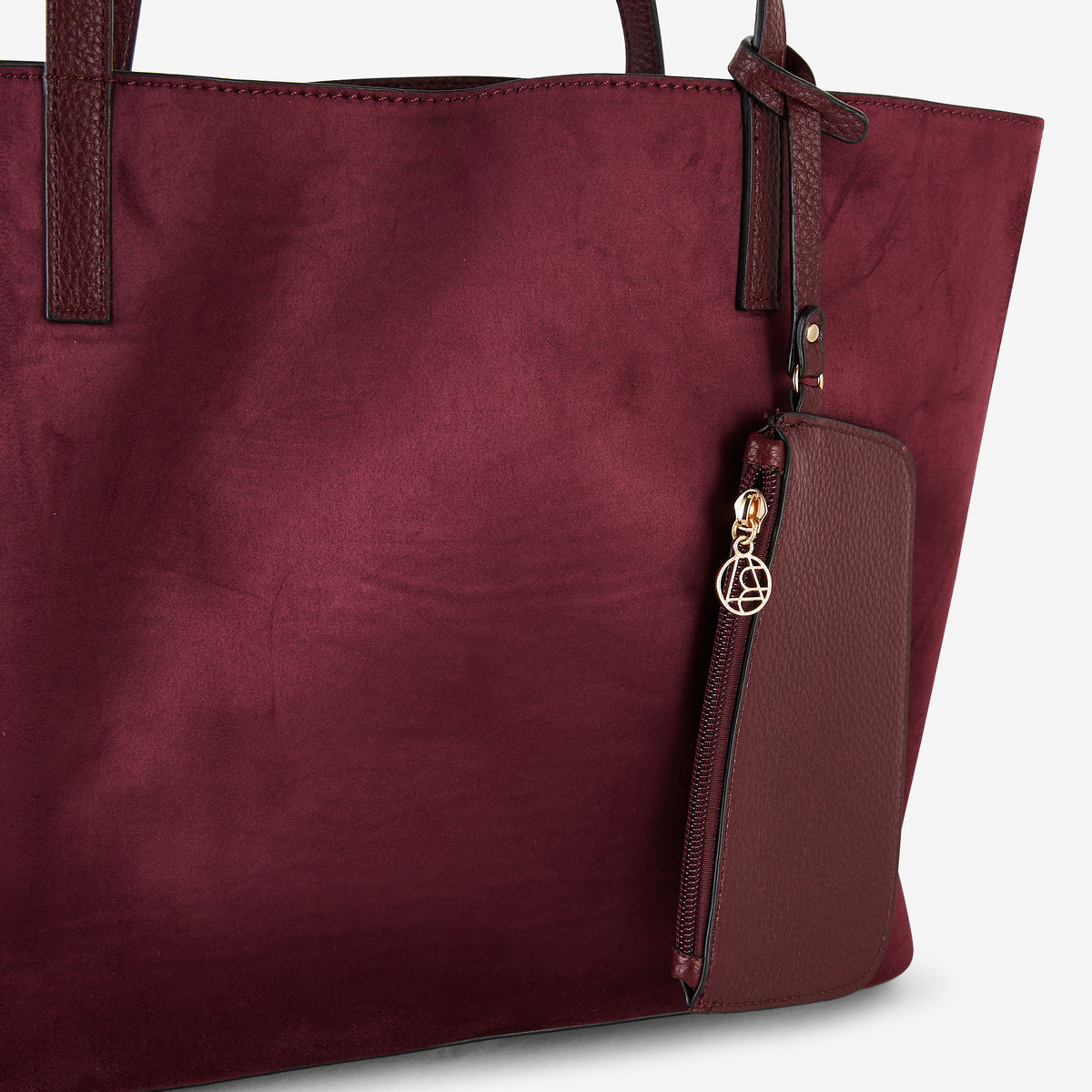 Sac cabas en suédine bordeaux réversible