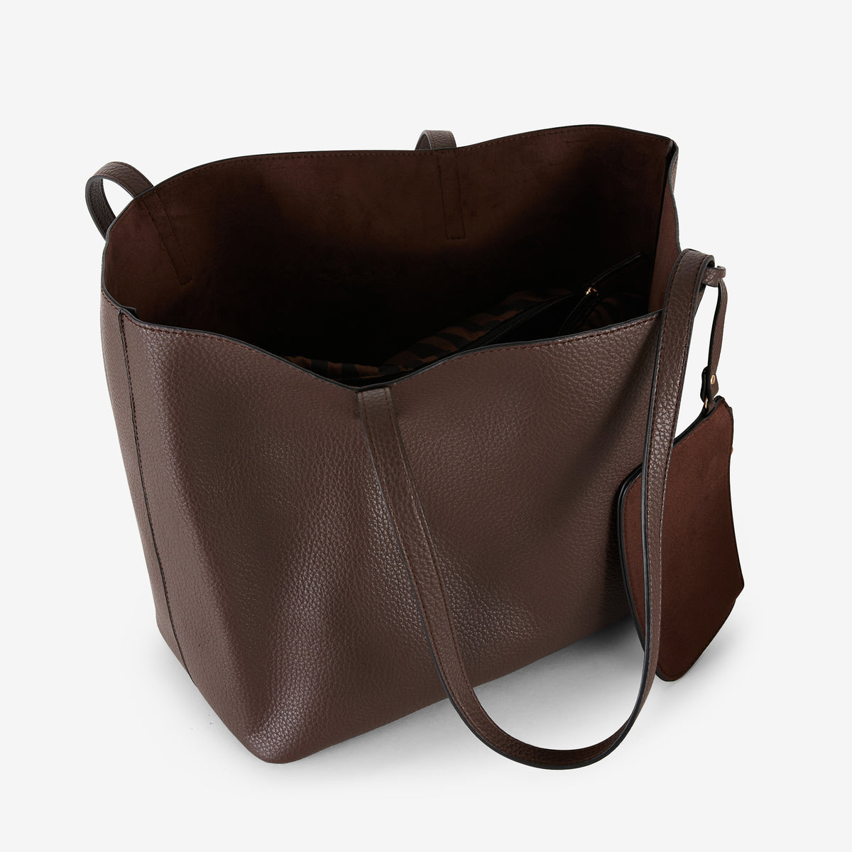 Sac cabas bi-matière marron réversible