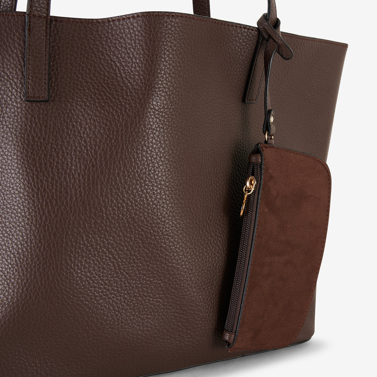 Sac cabas bi-matière marron réversible