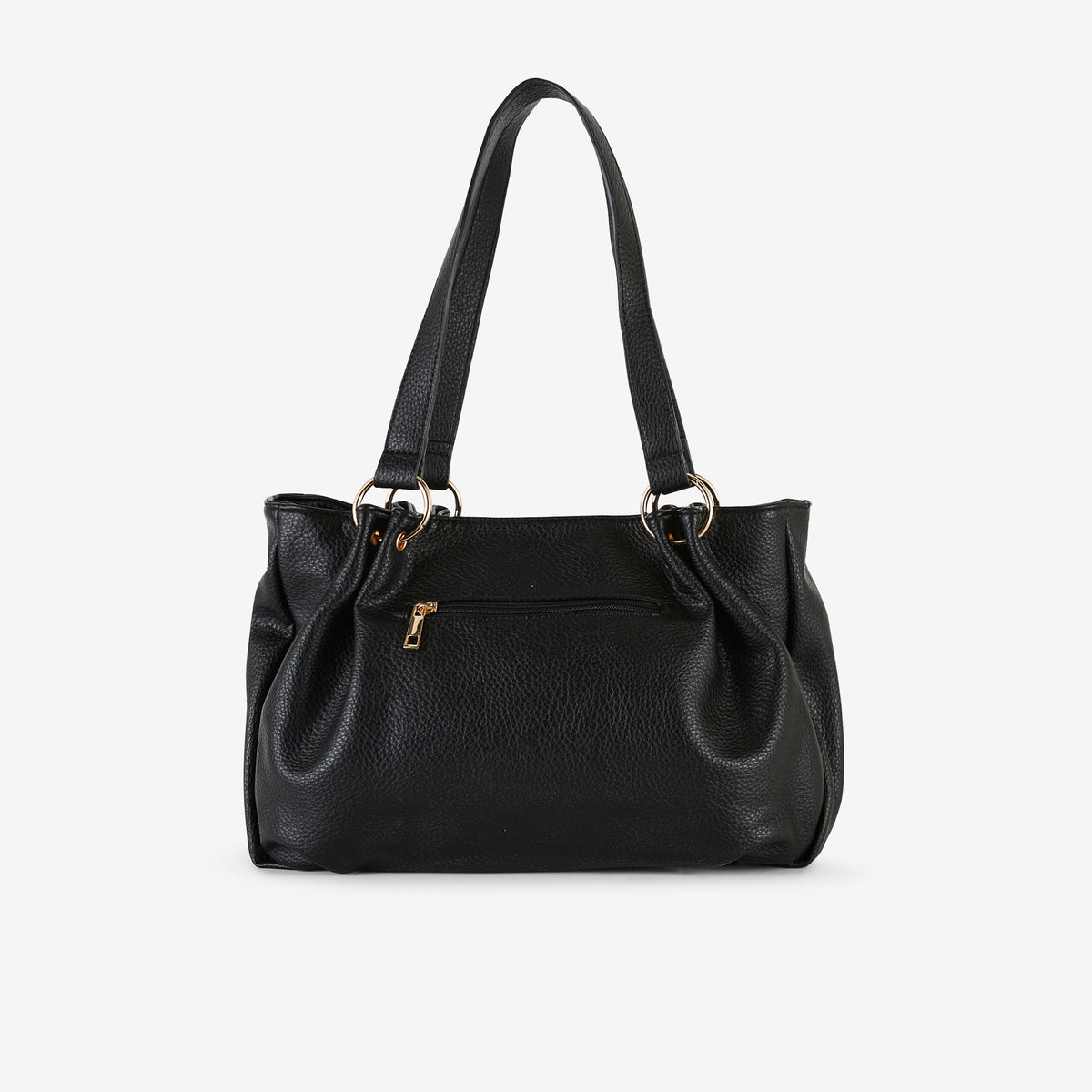 Sac porté épaule en simili cuir grainé noir